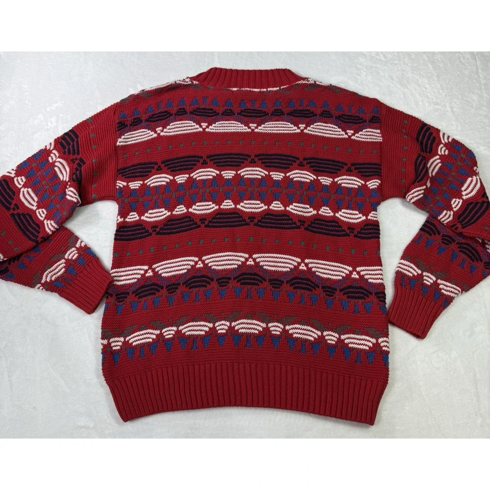 Portland Sweater Co Mens Large Grandpa 90s USA Chunky Abstract Geometric Holiday